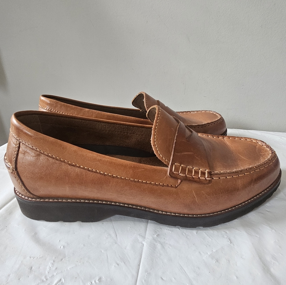 Rockport Mens Tan Leather Trutech Style Seeker Slip-On Loafers, Shoes
